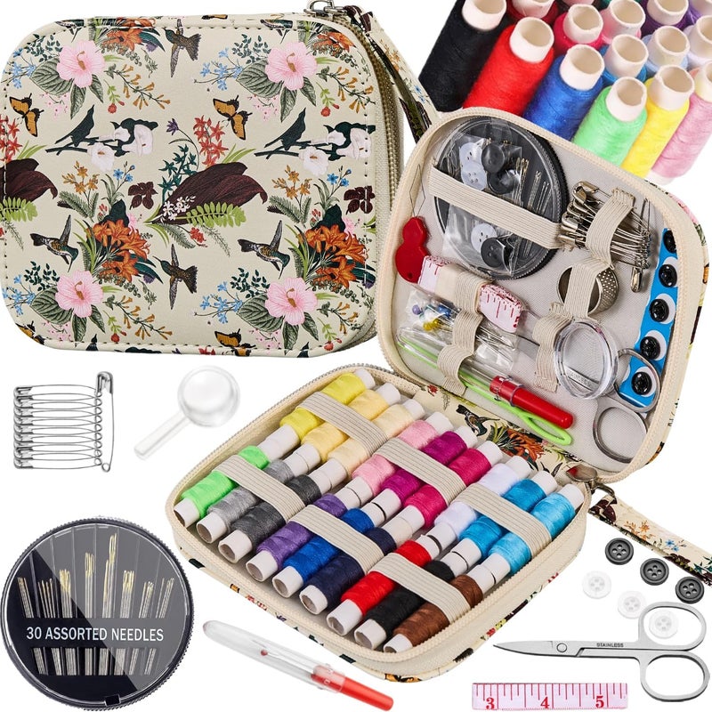 Bobode Arts Craft Printing Sewing Kit Butterflies Pattern Sewing Set Professional Travel Sewing Supplies with 18 Colors Sewing Thread, Basic Sewing Accessory for Emergency, Home - Image 2